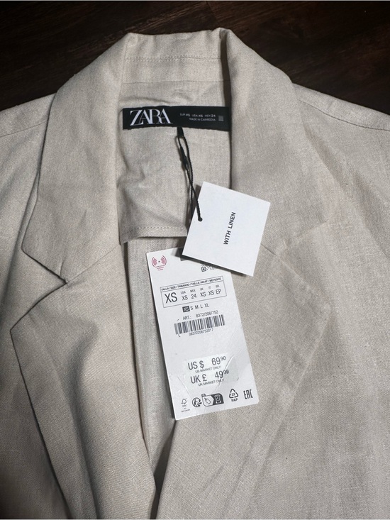 Zara Other - ZARA Beige Linen-Blend Blazer